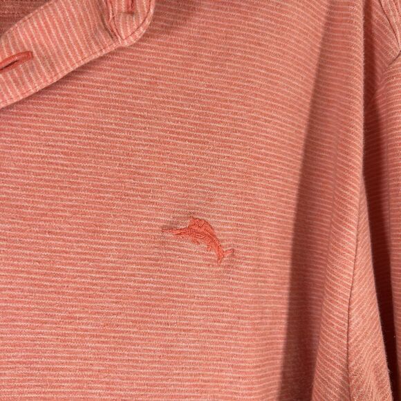 Tommy Bahama Polo Men's Large Orange Striped Short Sleeve 100% Cotton - Picture 4 of 7